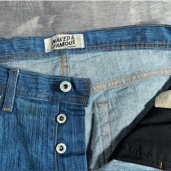 Naked & Famous Jeans Mens 34 Blue Selvedge Denim Weird Guy Big Slub Japan - Picture 8 of 14